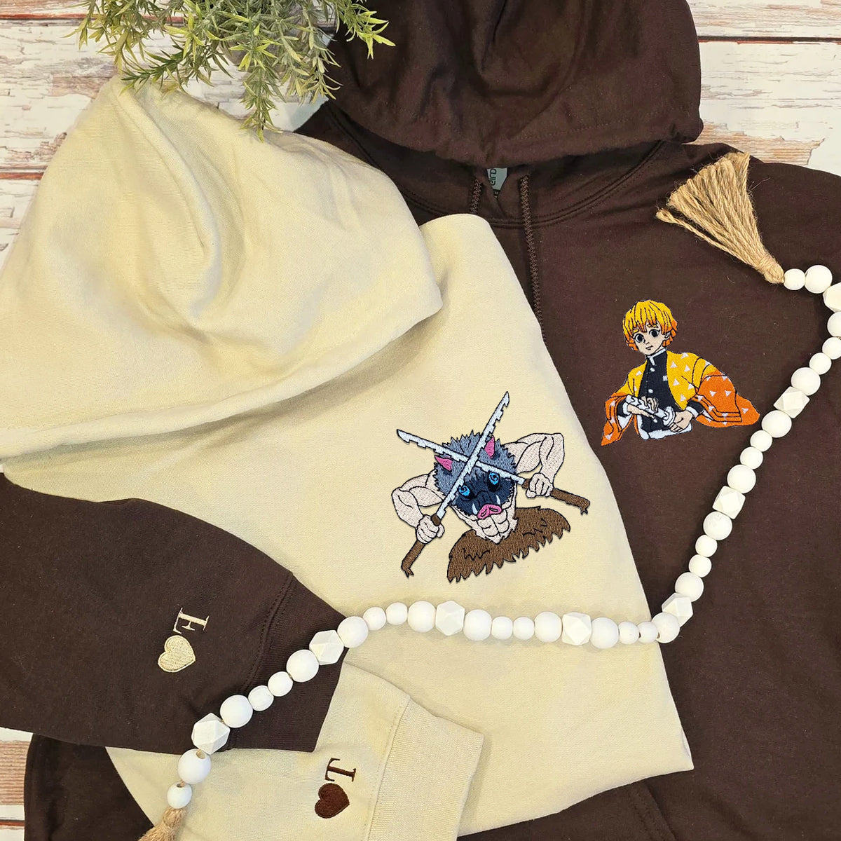 Custom Embroidered Hoodies for Couples, Coolest Cartoon Couples Embroidered Hoodie