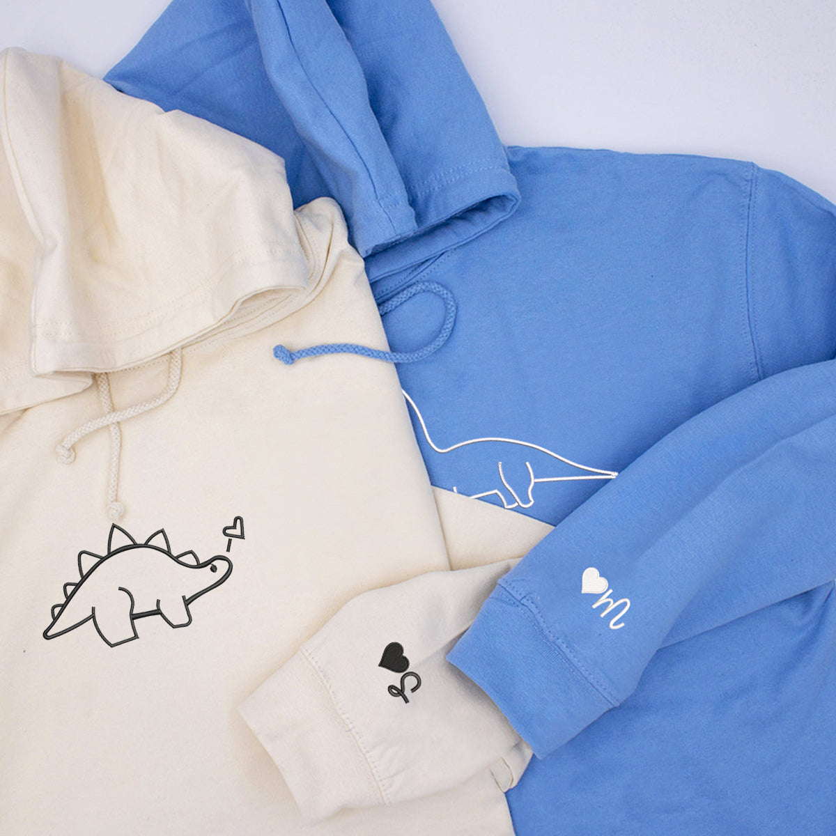 Custom Dinosaurs Embroidered Matching Set Couple Sweatshirt Hoodies