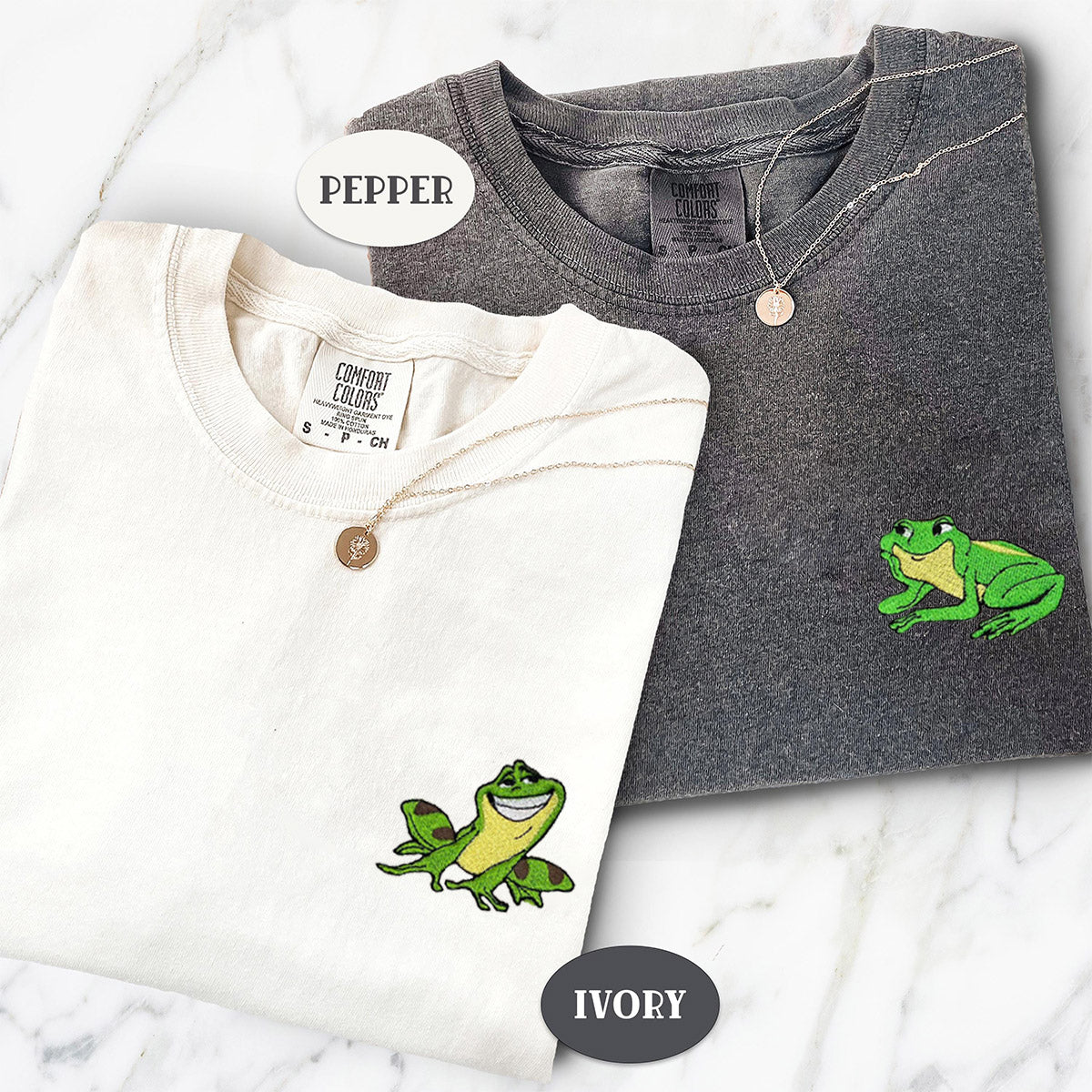 Custom Embroidered Cute Frogs T-shirts for Couples