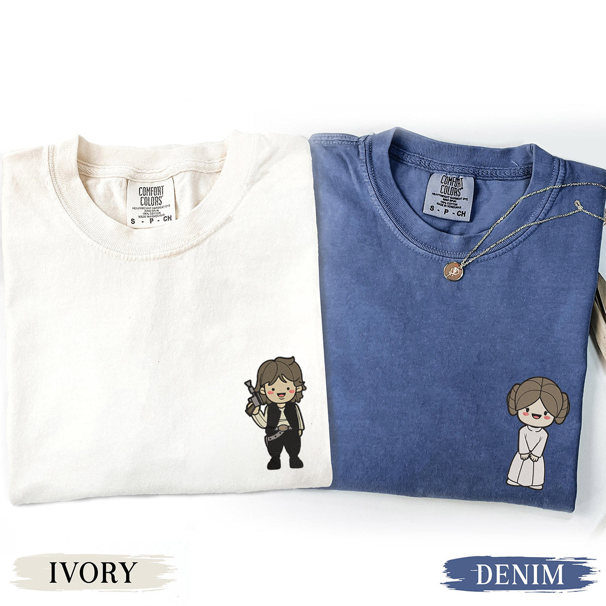 Custom Embroidered Cute Movie Character Matching T-shirts for Couples