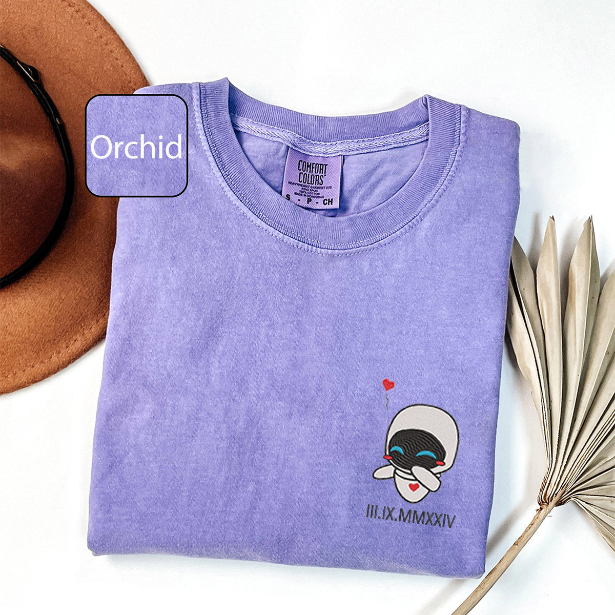 Custom Embroidered Cute Robot Couple Balloon Cartoon T-shirts for Couples