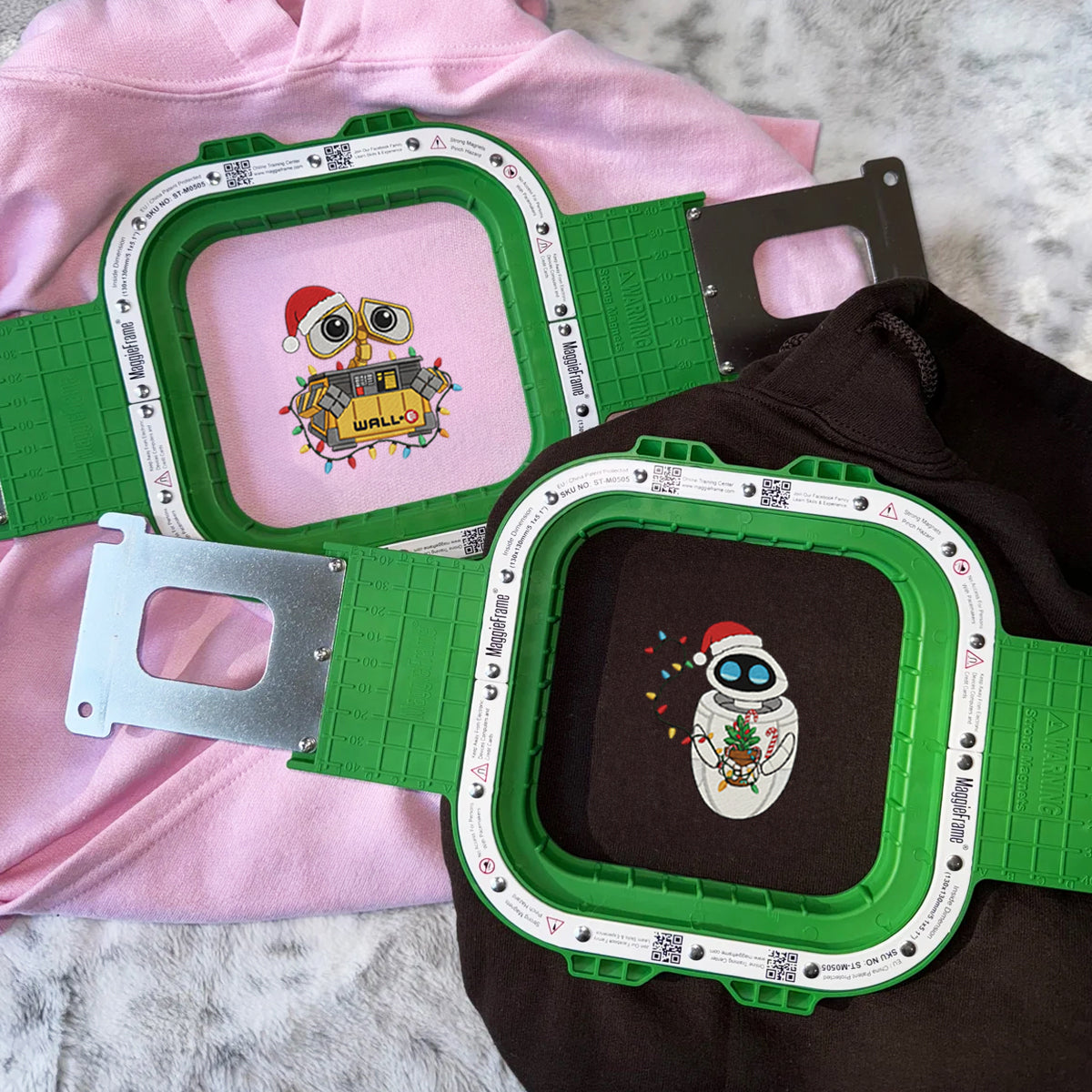 Custom Embroidered Cute Robot Pair Merry Xmas Sweatshirt, Festive Winter Style Matching for Couples