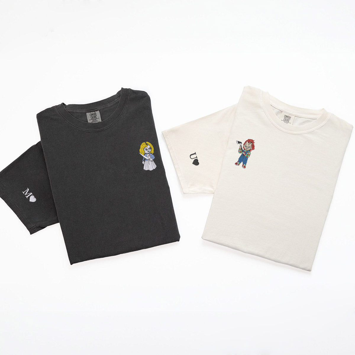 Custom Embroidered Halloween Doll Matching T-shirts for Couples