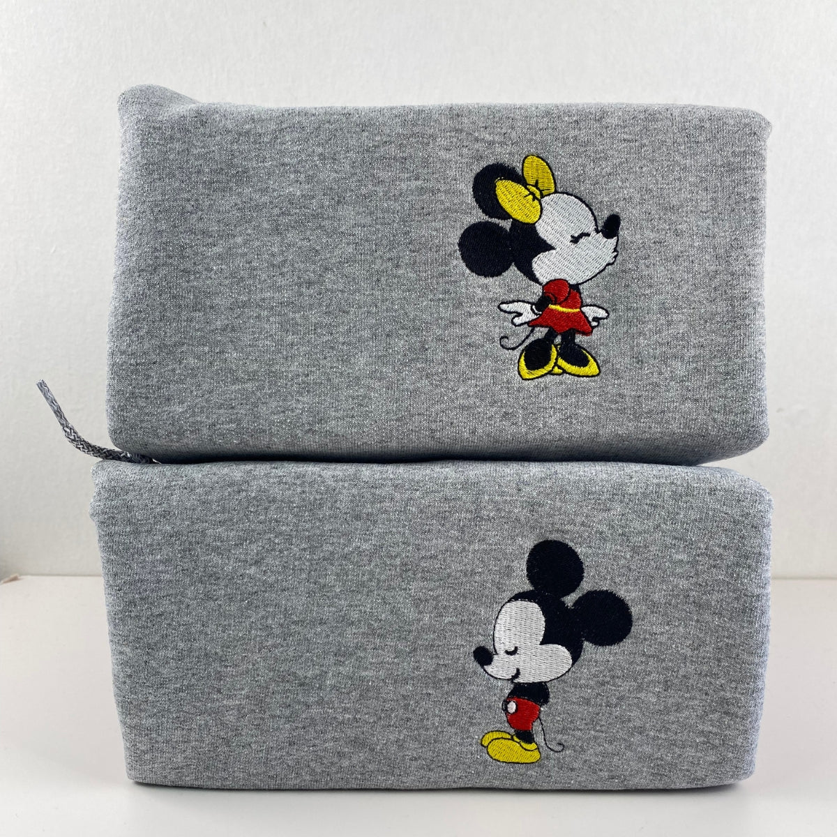 Custom Embroidered Hoodies For Couples, Custom Matching Couple Hoodie, Cartoon Mouse In Love Couples Embroidered Hoodie