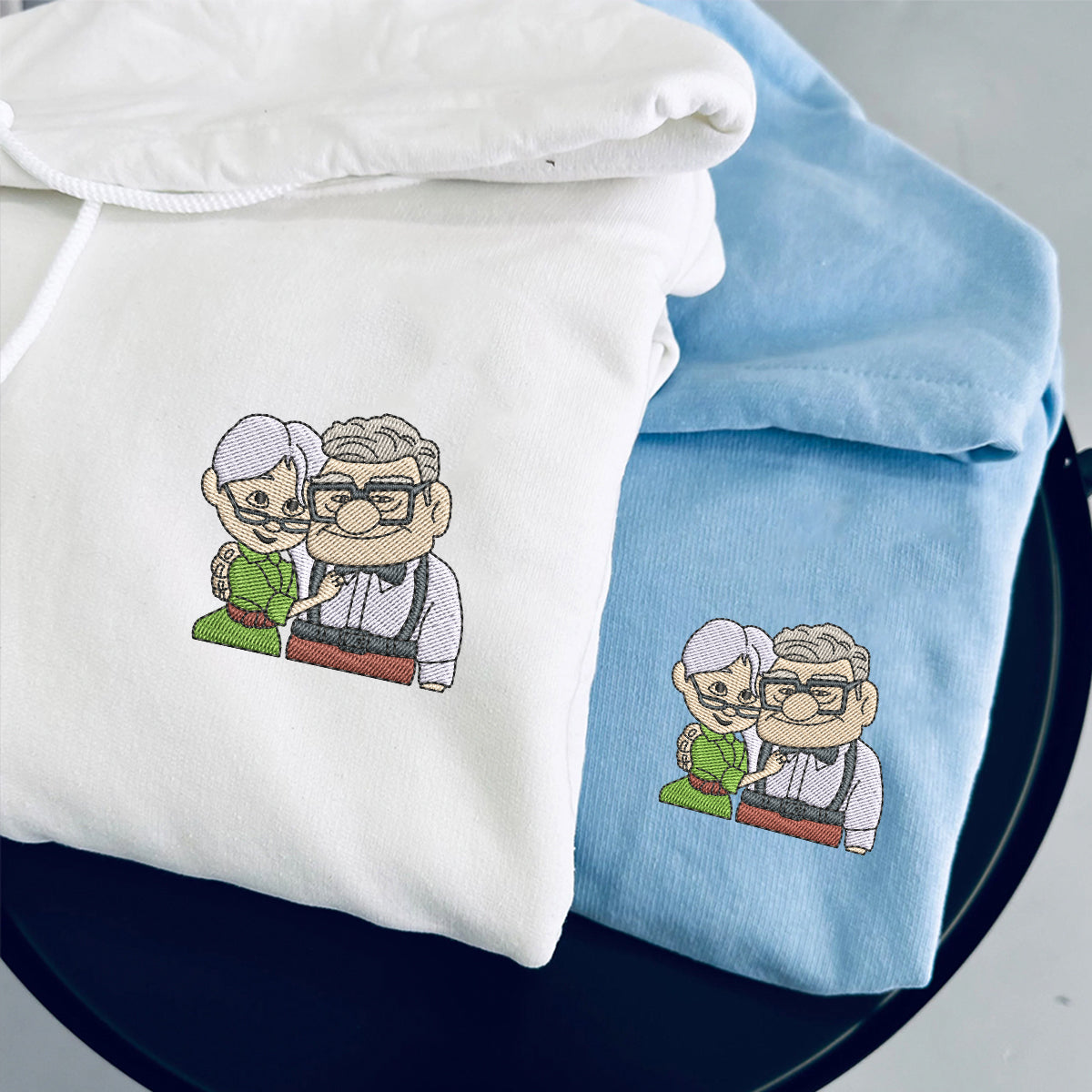 Custom Embroidered Hoodies for Couples, Adorable Elderly Love Hoodie, Romantic Matching Set