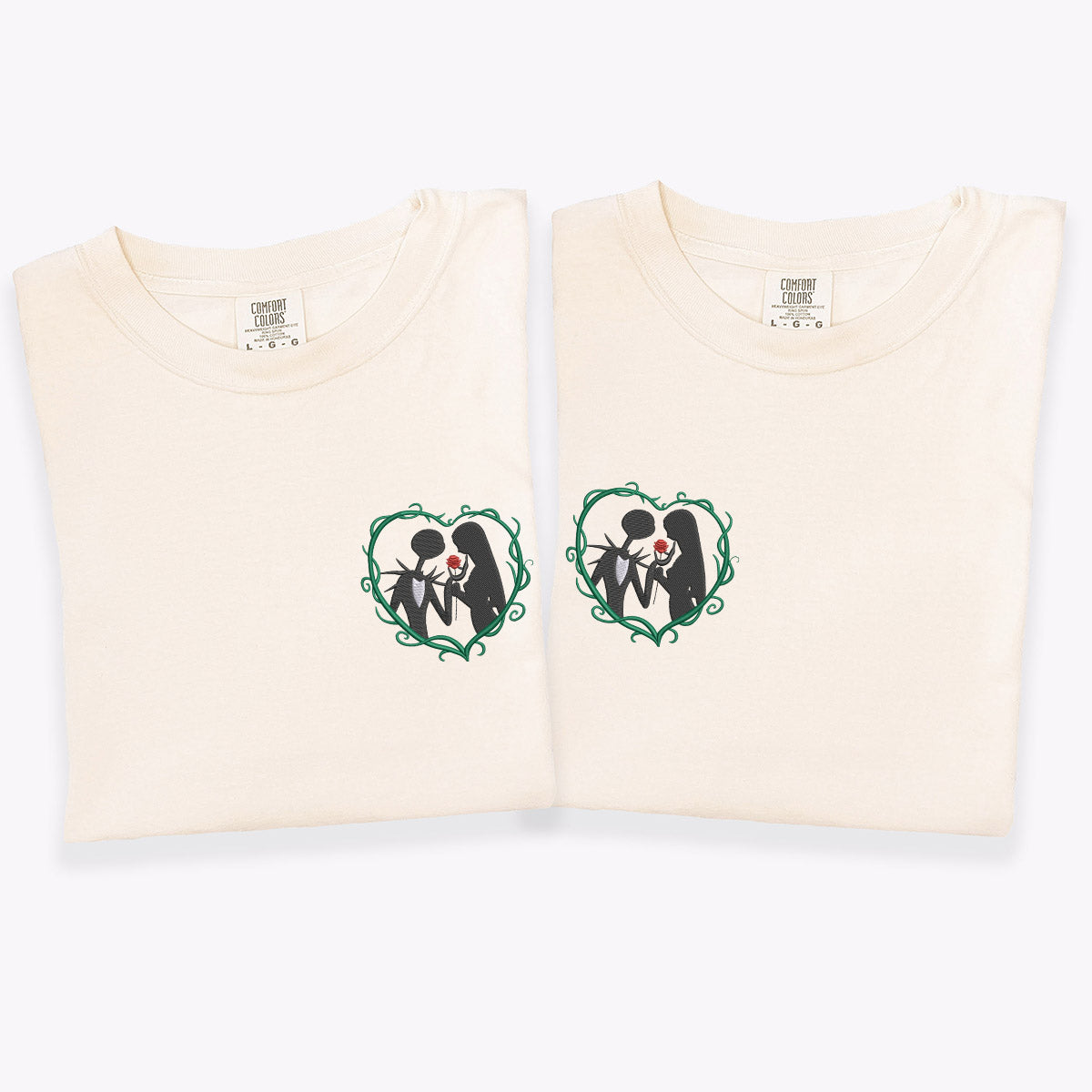 Custom Embroidered Lovely Cartoon Heart Matching T-shirts for Couples