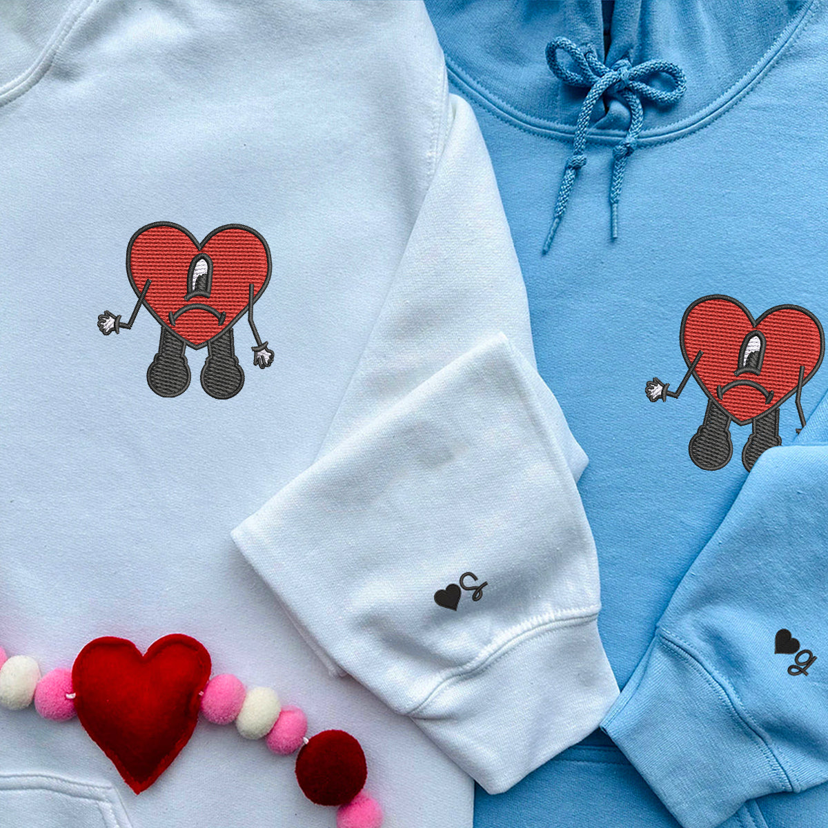 Custom Embroidered Sweatshirts For Couples, Custom Matching Couple Hoodies, Couples Embroidered Matching Sweater