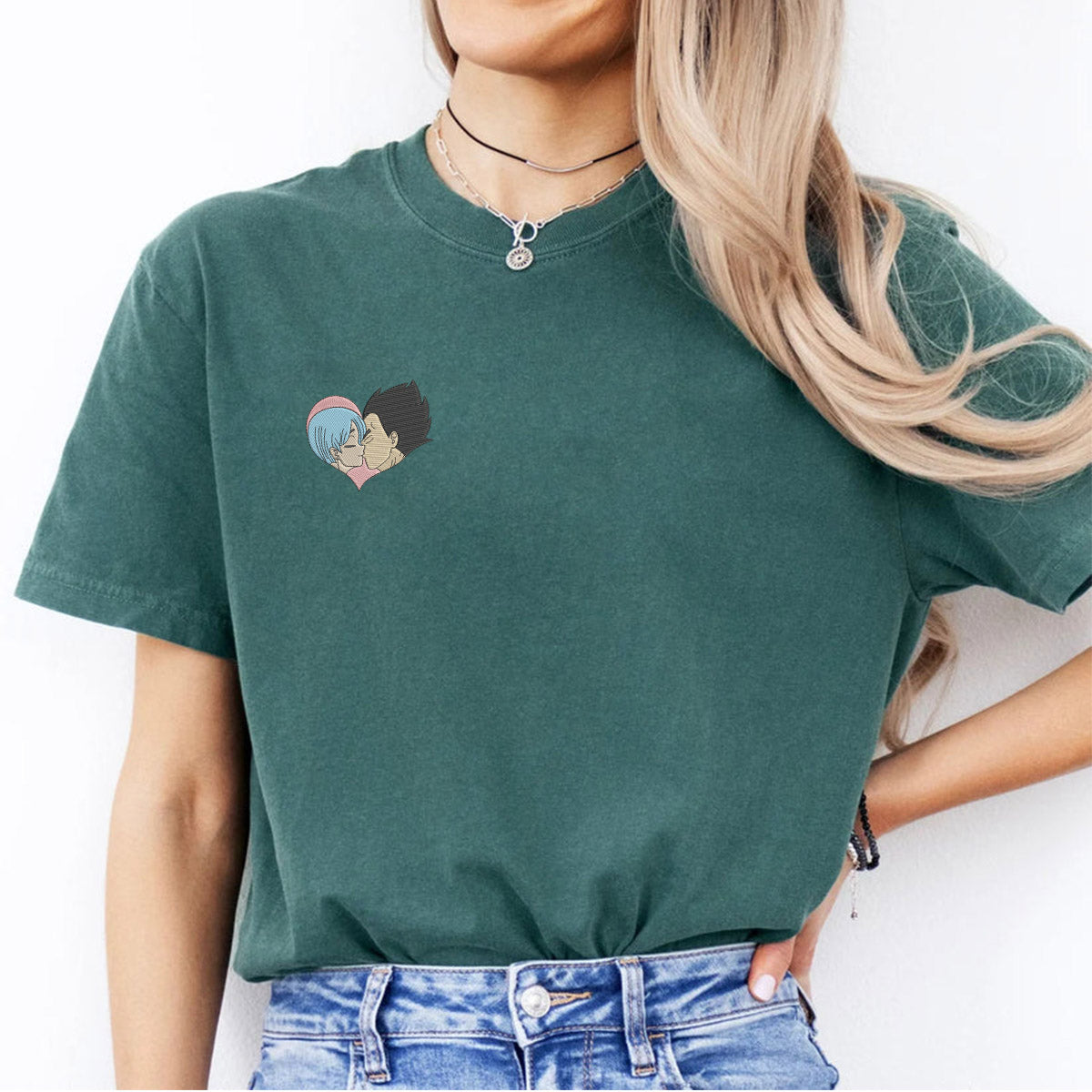 Personalized Cute Cartoon Couple Love Story Embroidered T-shirts