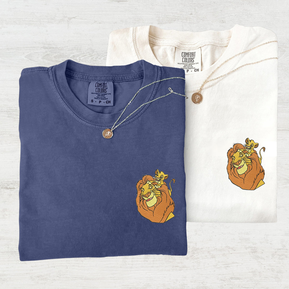 Personalized Cute Cartoon Lion Lovers Embroidered Couple T-shirts