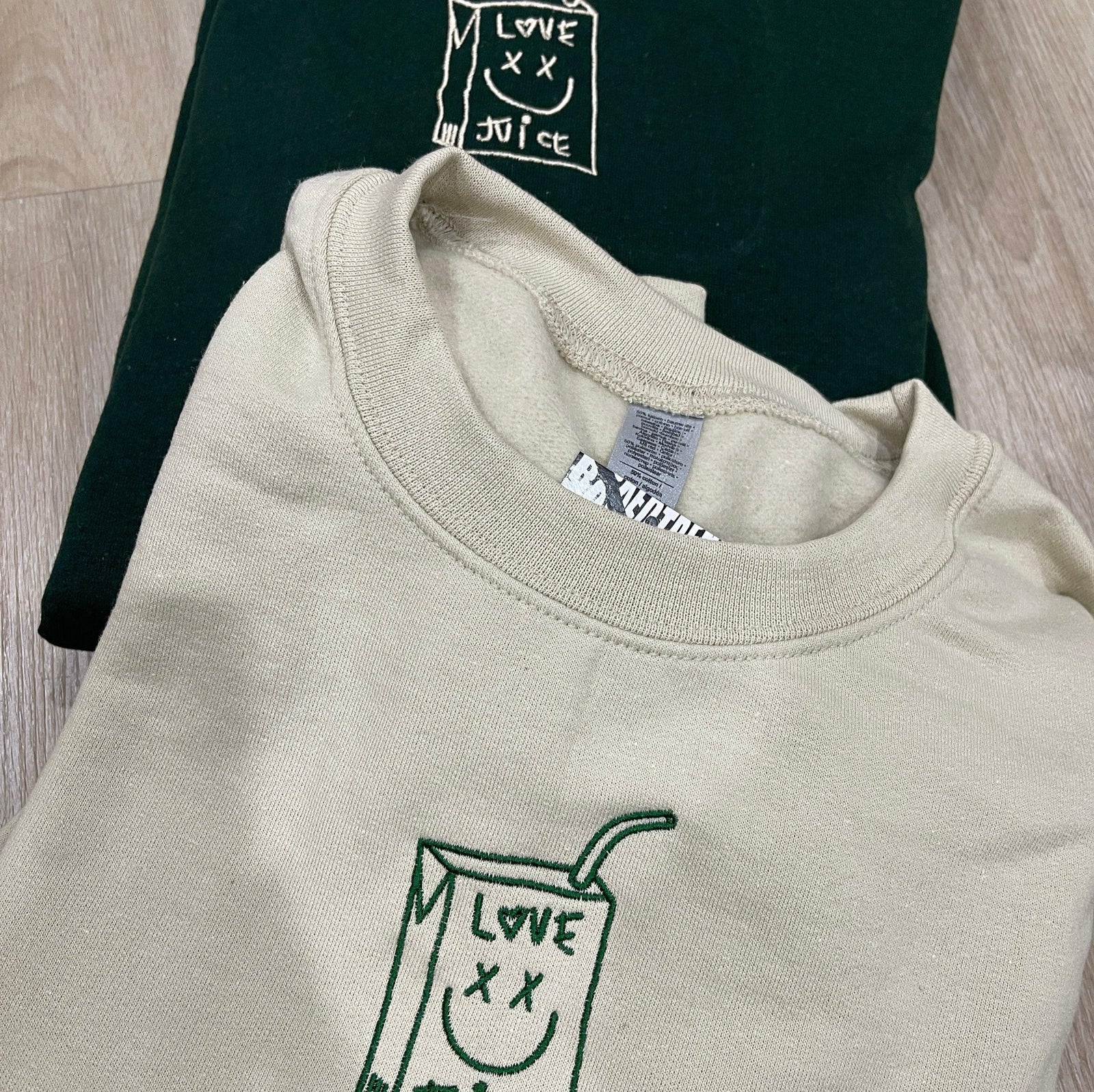 Custom Love Juice Box Embroidered Matching Set Couple Sweatshirt Hoodies