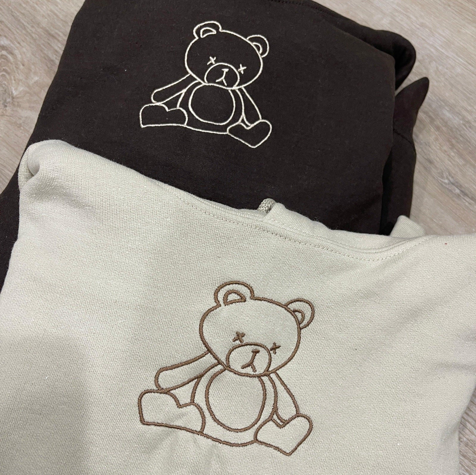Custom Teddy Bear Embroidered Matching Set Couple Sweatshirt Hoodies
