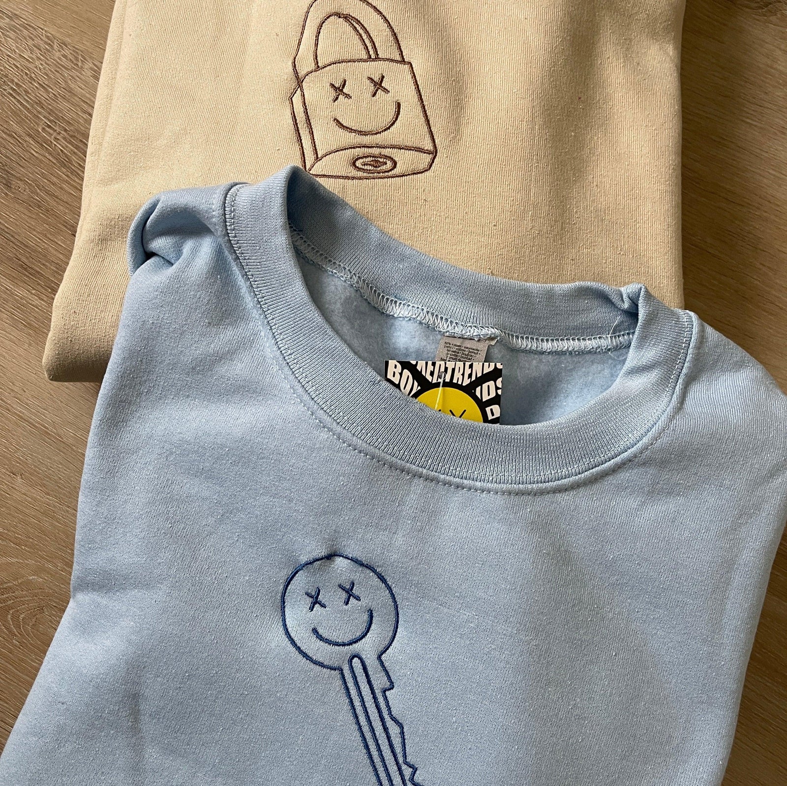 Custom Lock and Key Embroidered Matching Set Couple Sweatshirt Hoodies