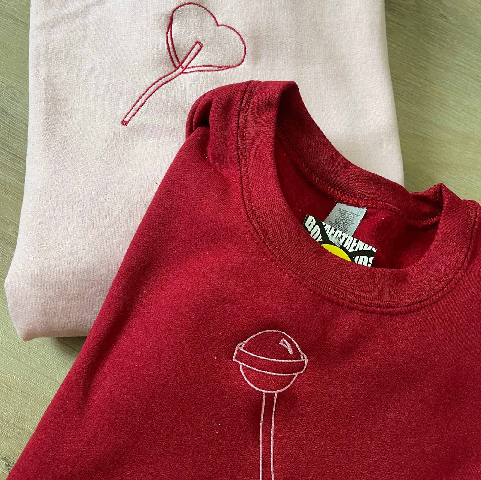 Custom Lollipop Embroidered Matching Set Couple Sweatshirt Hoodies