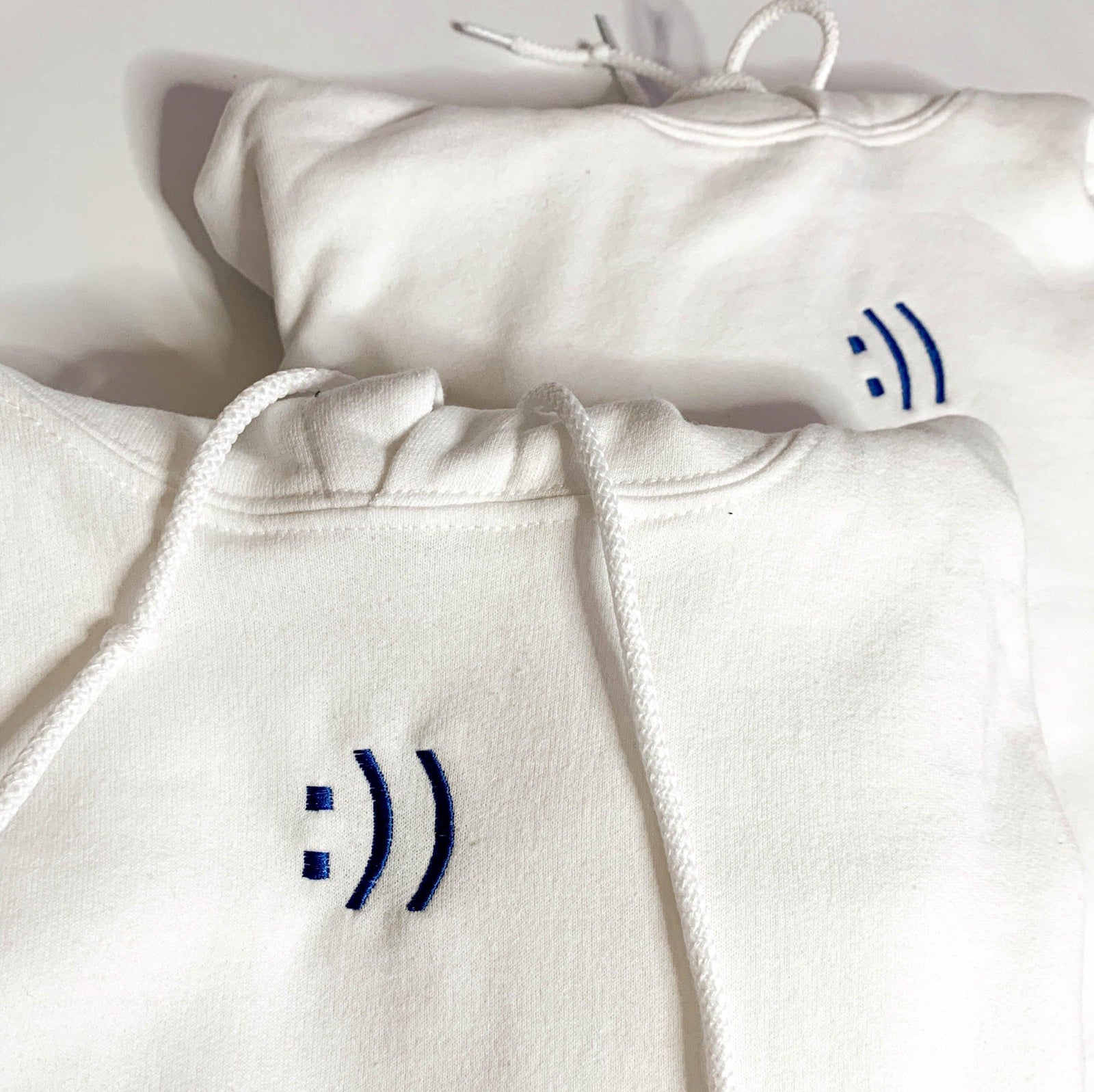 Custom Happy Face Embroidered Matching Set Couple Sweatshirt Hoodies