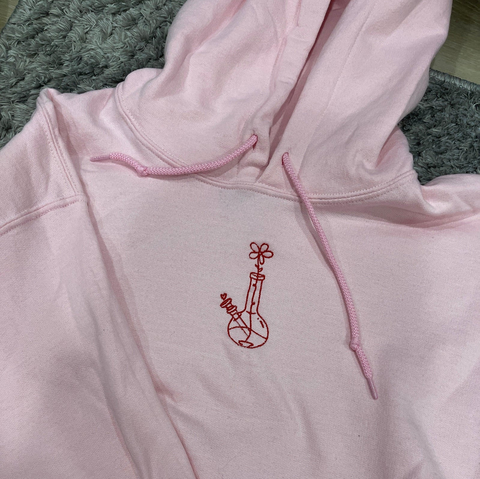 Custom Flower Bong Embroidered Matching Set Couple Sweatshirt Hoodies