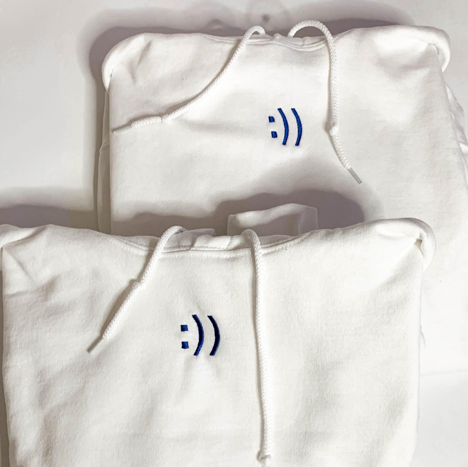 Custom Happy Face Embroidered Matching Set Couple Sweatshirt Hoodies