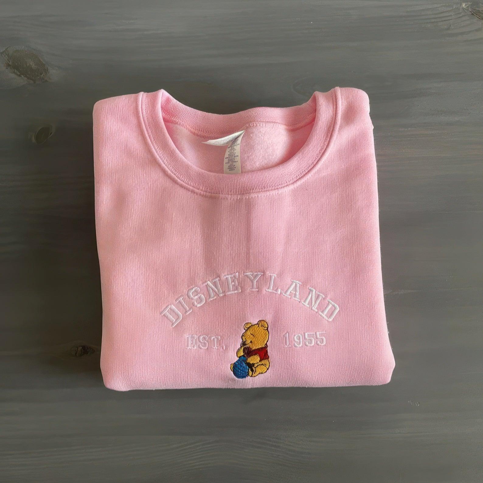 Custom Embroidered Sweatshirts For Couples, Custom Matching Couple Hoodies, Cartoon Bear Inspired Couples Embroidered Matching Sweater
