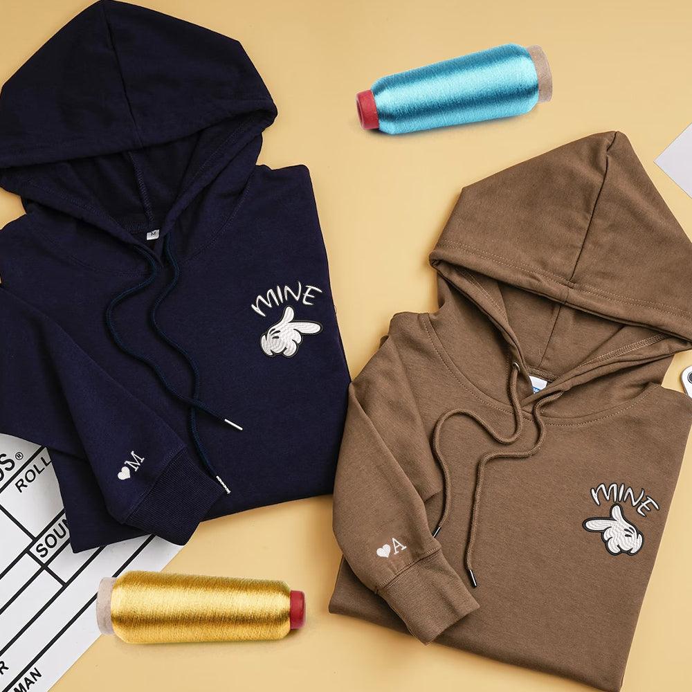 Custom Mine Cartoon Inspired Embroidered Honeymoon Couples Matching Embroidered Sweatshirt Hoodies