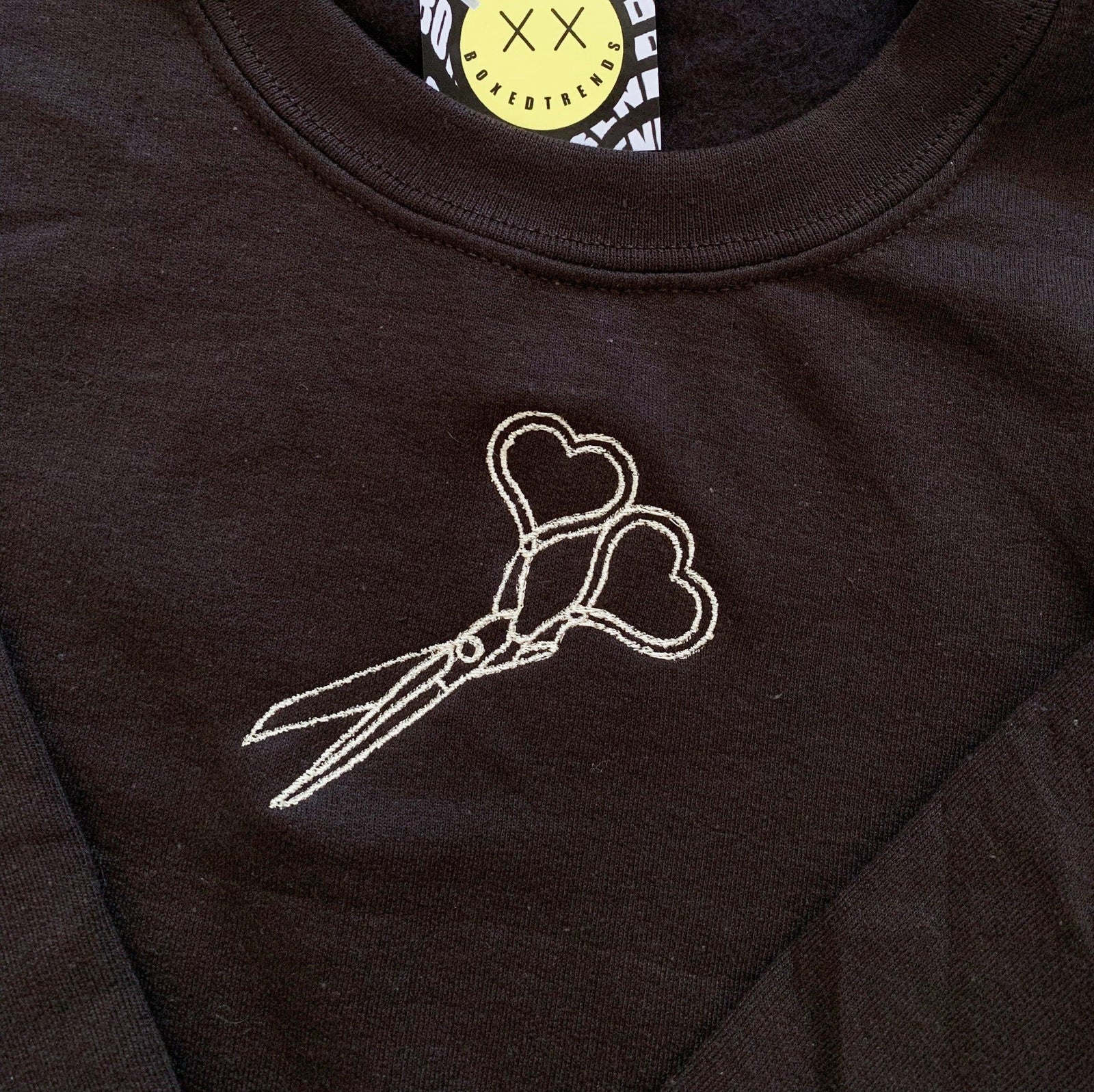 Custom Scissor and Safety Pin Embroidered Matching Set Couple Sweatshirt Hoodies