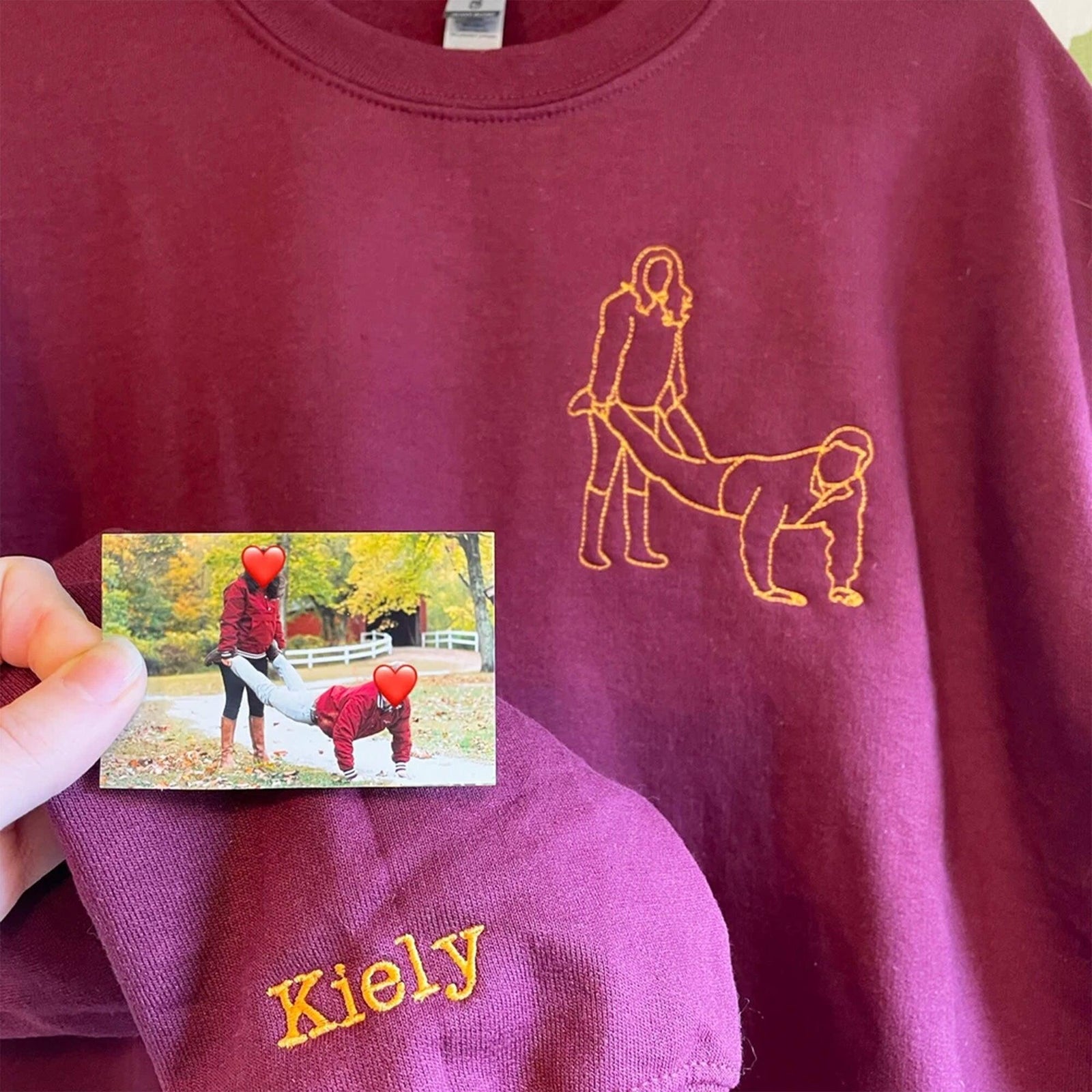 Custom Embroidered Portrait From Photo Couples Anniversary Gift Sweatshirts Hoodies