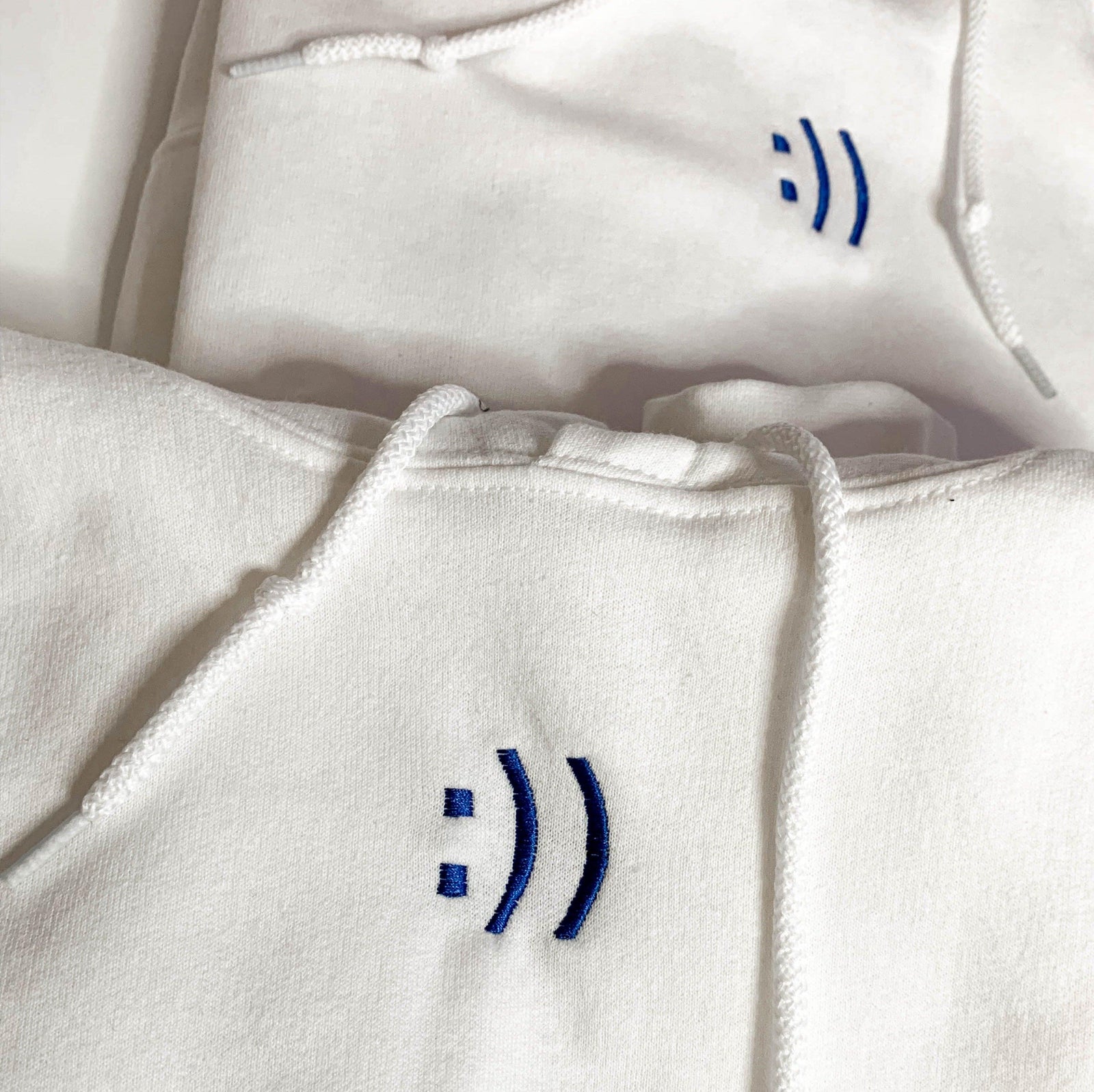 Custom Happy Face Embroidered Matching Set Couple Sweatshirt Hoodies