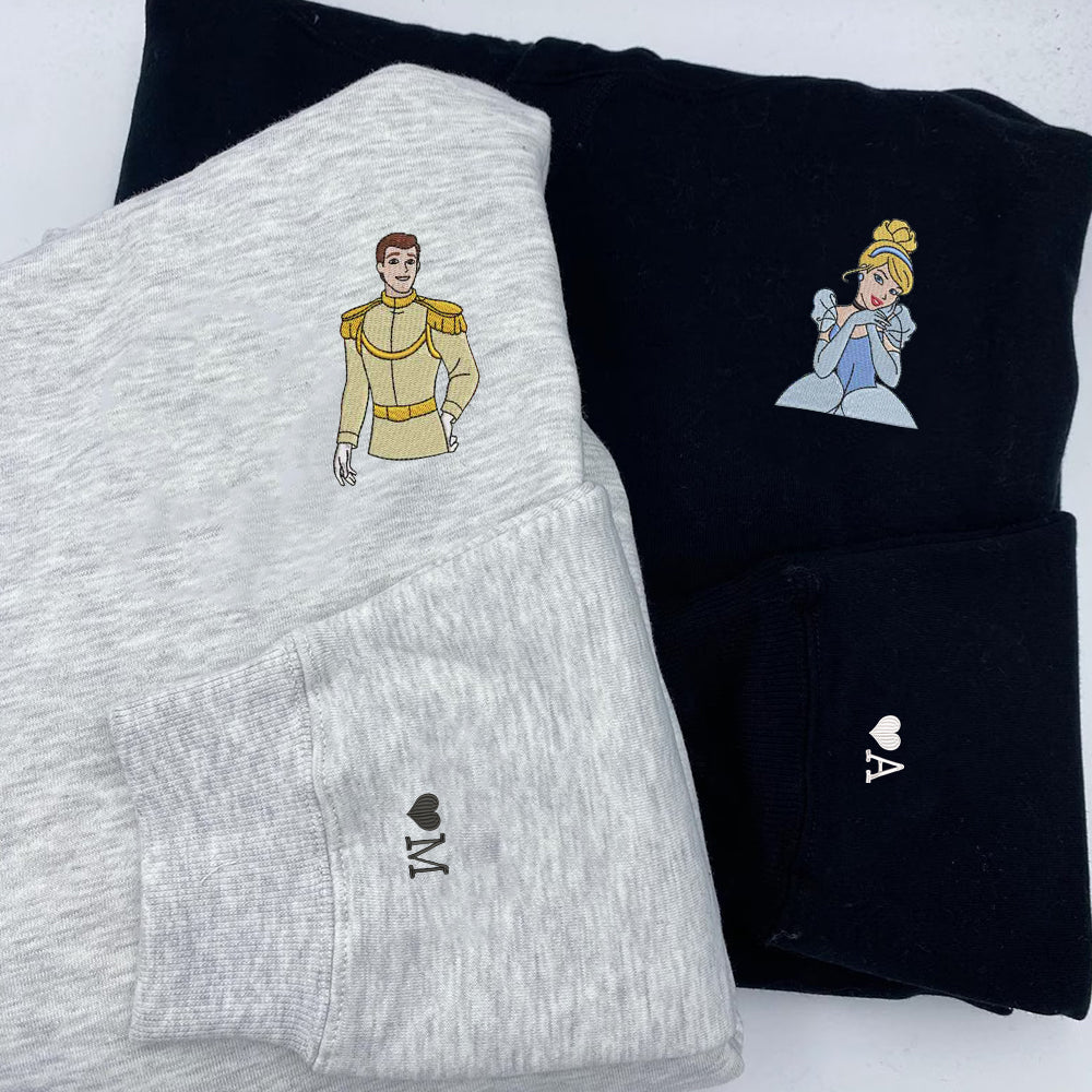 Custom Embroidered Sweatshirts For Couples, Custom Matching Couple Sweatshirt, Cute Prince x Princess Couples Embroidered Crewneck Sweater