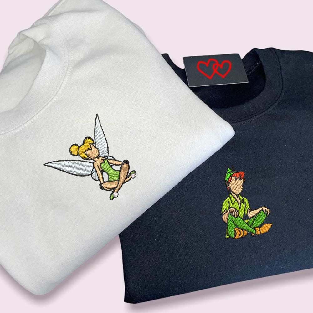 Custom Embroidered Hoodies for Couples, Fairy Tale Duo Matching Hoodie, Cute Anniversary Outfit