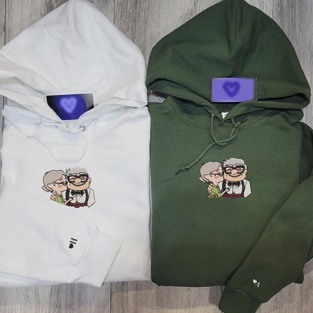Custom Embroidered Hoodies for Couples, Sweet Elderly Love Matching Couple Hoodie