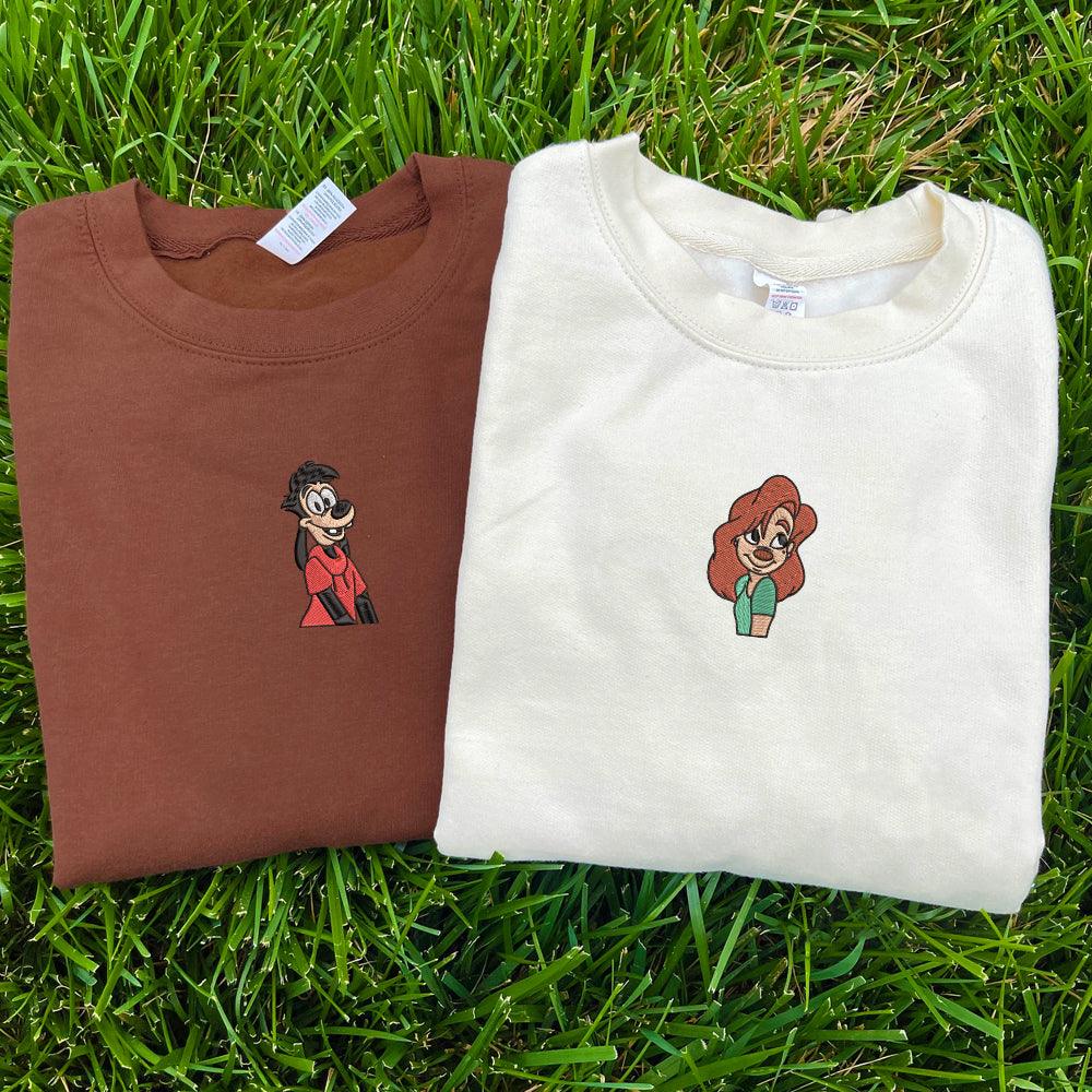 Custom Embroidered Sweatshirts for Couples, Adorable Cartoon Duo Matching Sweater