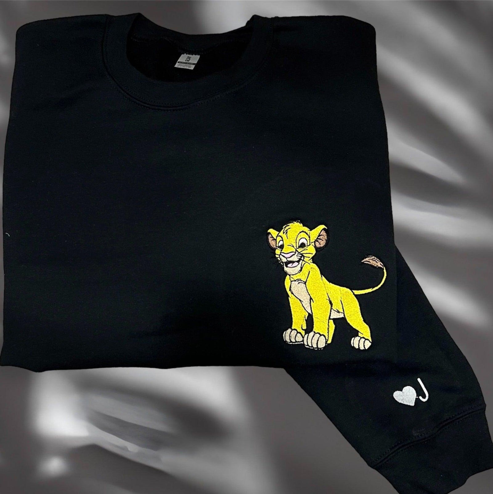 Custom Embroidered Sweatshirts For Couples, Custom Matching Couple Hoodies, Cartoon Lion Inspired Couples Embroidered Matching Couples Sweatshirt