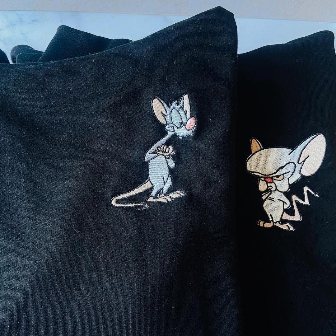 Custom Embroidered Sweatshirts For Couples, Custom Matching Couple Hoodies, Mouses Cartoon Couples Embroidered Matching Sweater