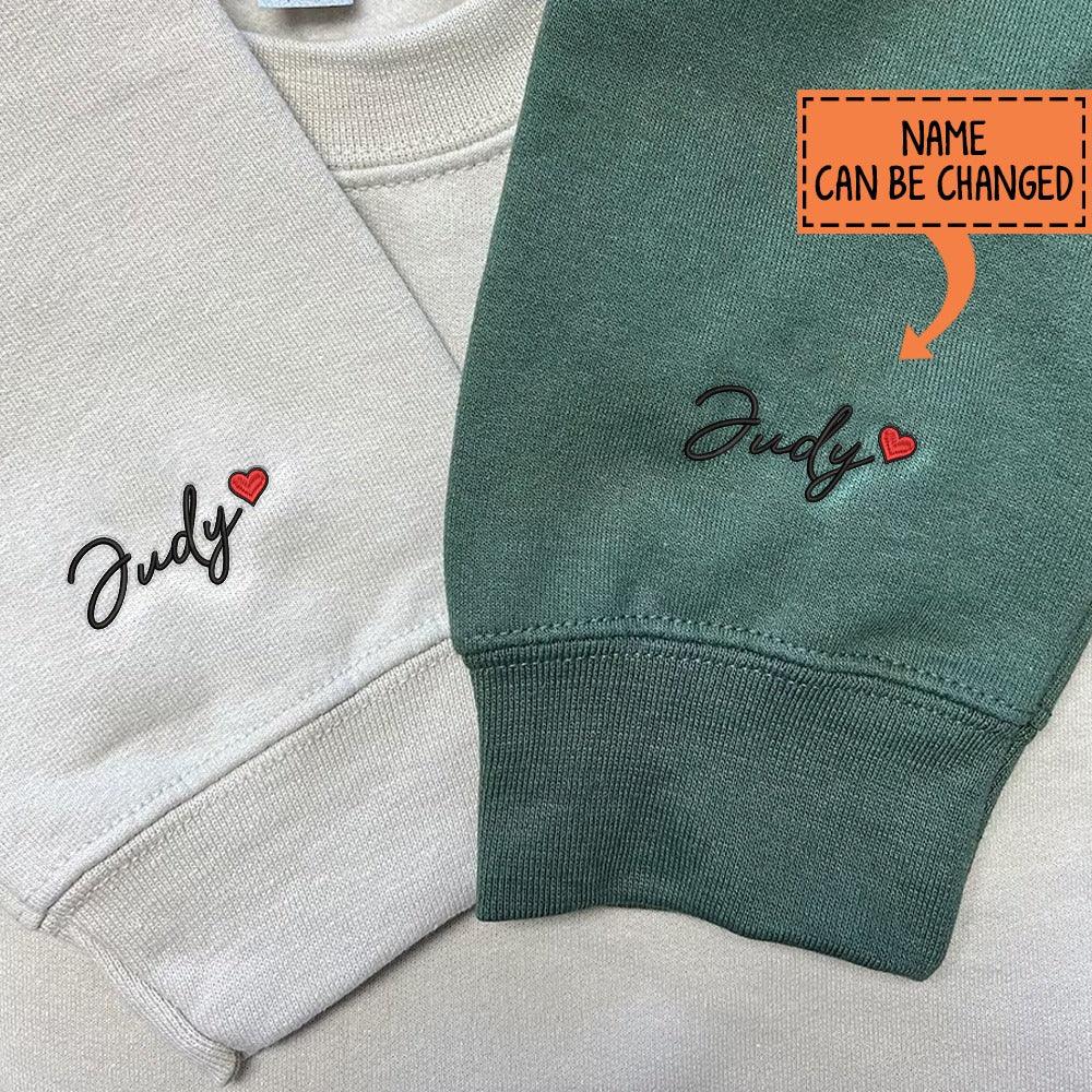 Custom Embroidered Sweatshirts For Couples, Custom Matching Couple Hoodies, Cartoon Mouse Heart Roman Numeral Date Embroidered Matching Couples Sweatshirt