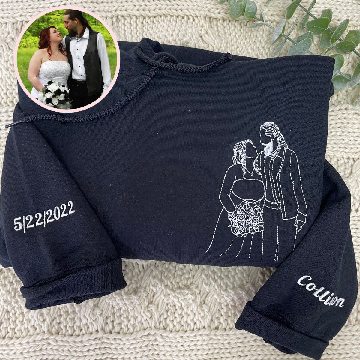 Custom Embroidered Hoodies Line Art With Pictures