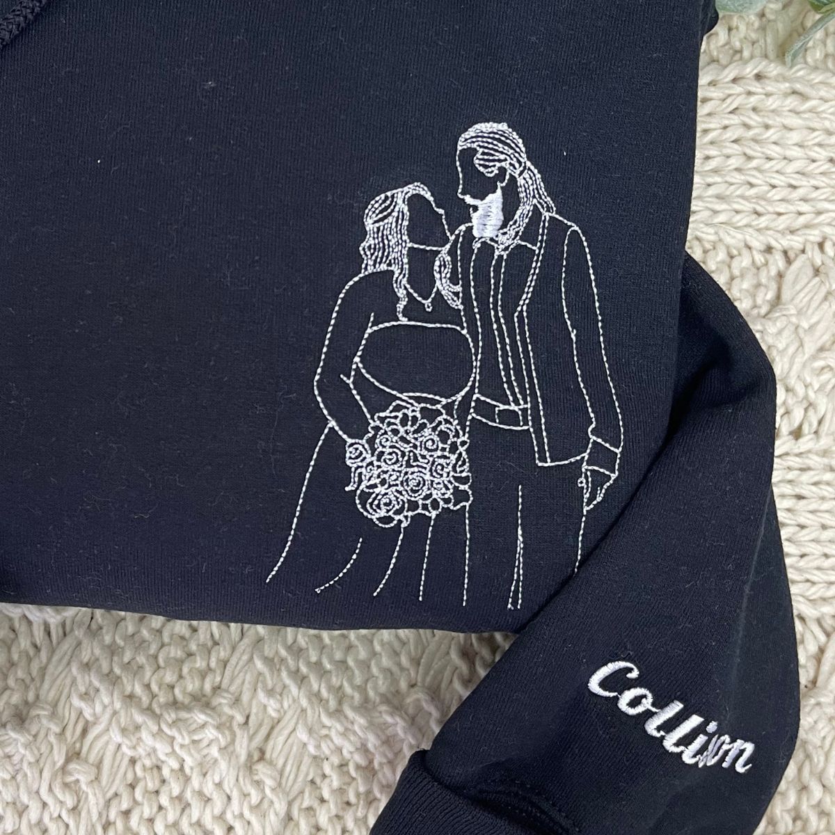 Custom Embroidered Hoodies Line Art With Pictures