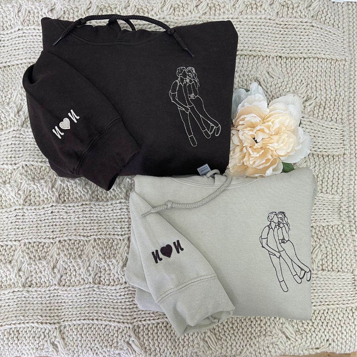 Custom Embroidered Hoodies Line Art With Pictures