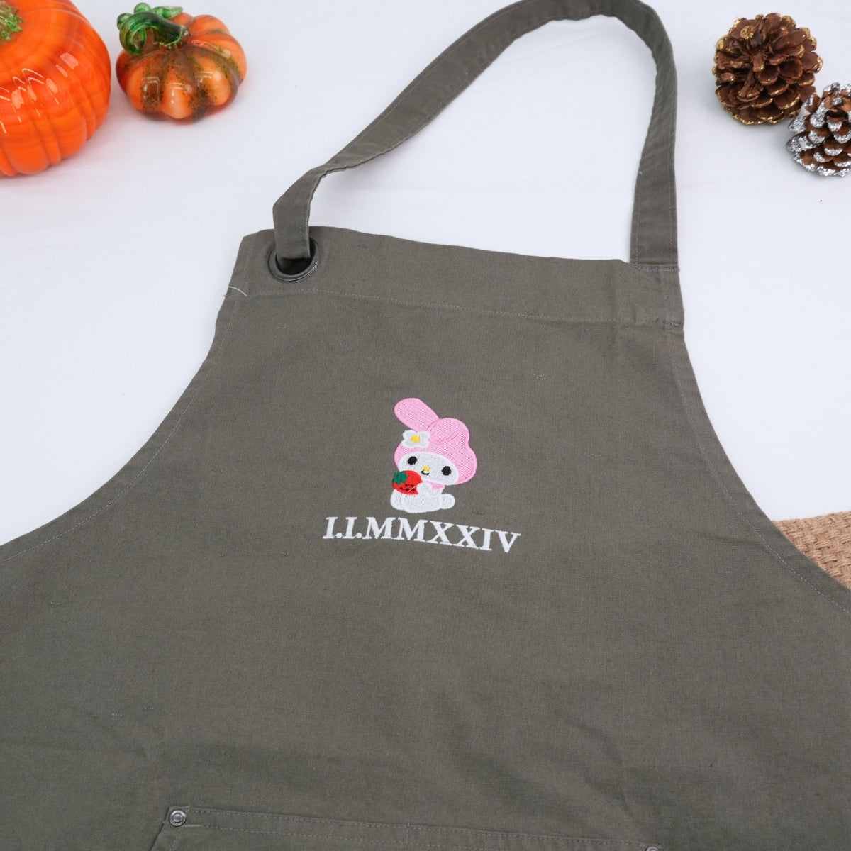 Custom Embroidered Aprons For Couples, Matching Couples Aprons, Bunny Couples Cartoon Character Embroidered Aprons