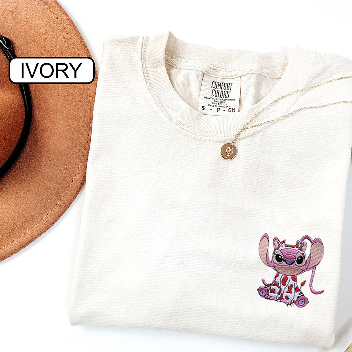 Adorable Cartoon Alien Duo in Cow Outfit Embroidered Couple T-shirts