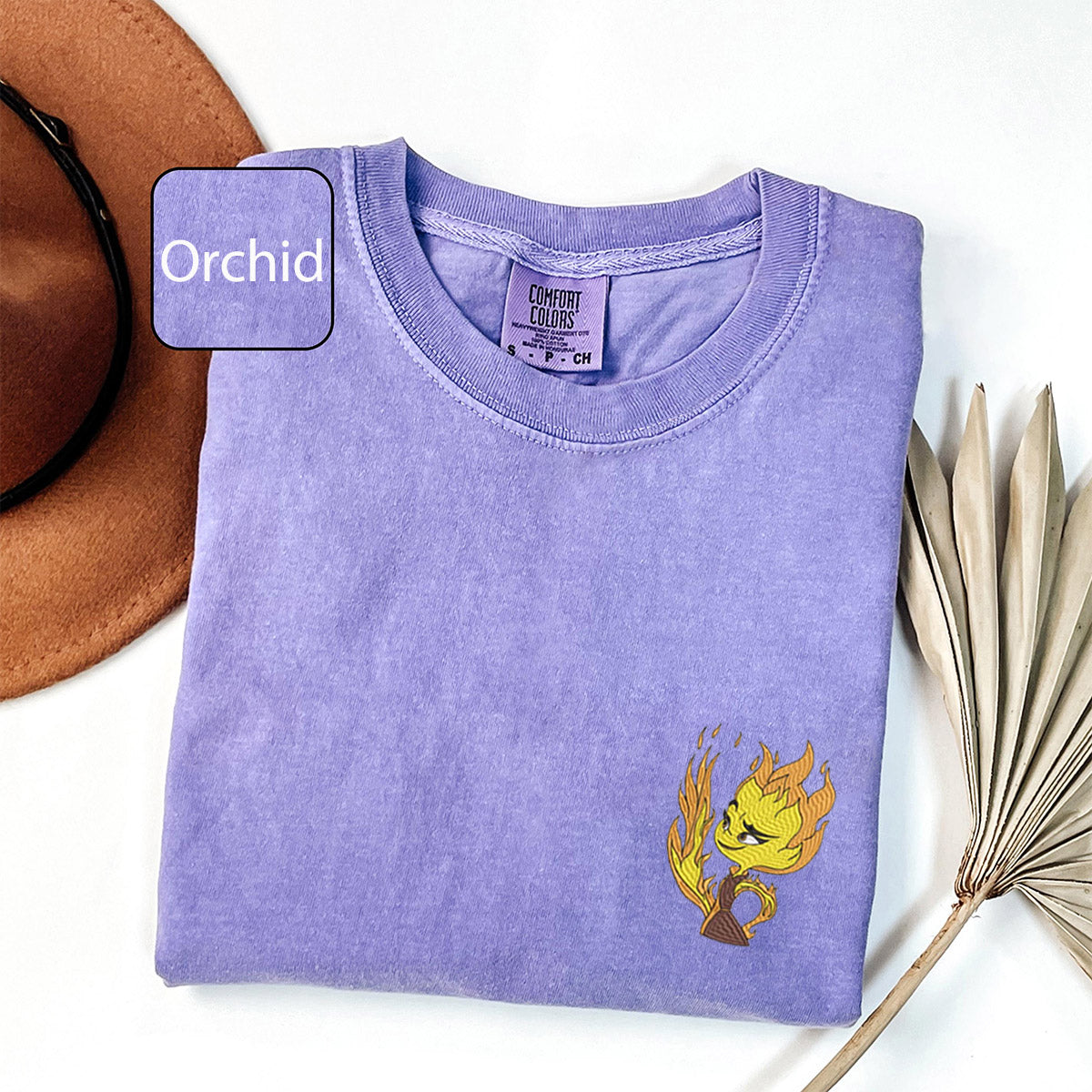 Adorable Fire vs Water Cartoon Couple Embroidered Matching T-shirts