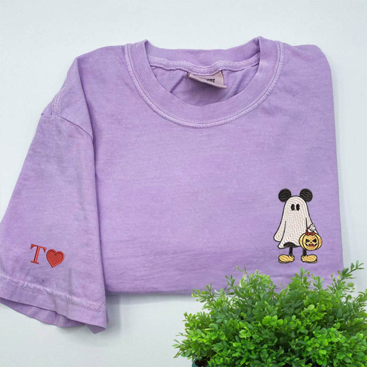 Custom Embroidered Cartoon Mouse Ghost V2 Matching T-shirts for Couples