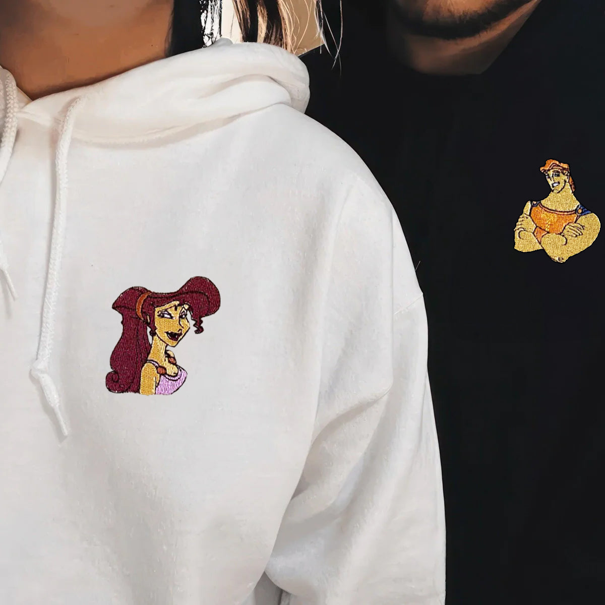 Custom Embroidered Hoodies For Couples, Cute Gods and Goddesses Couples Embroidered Hoodie