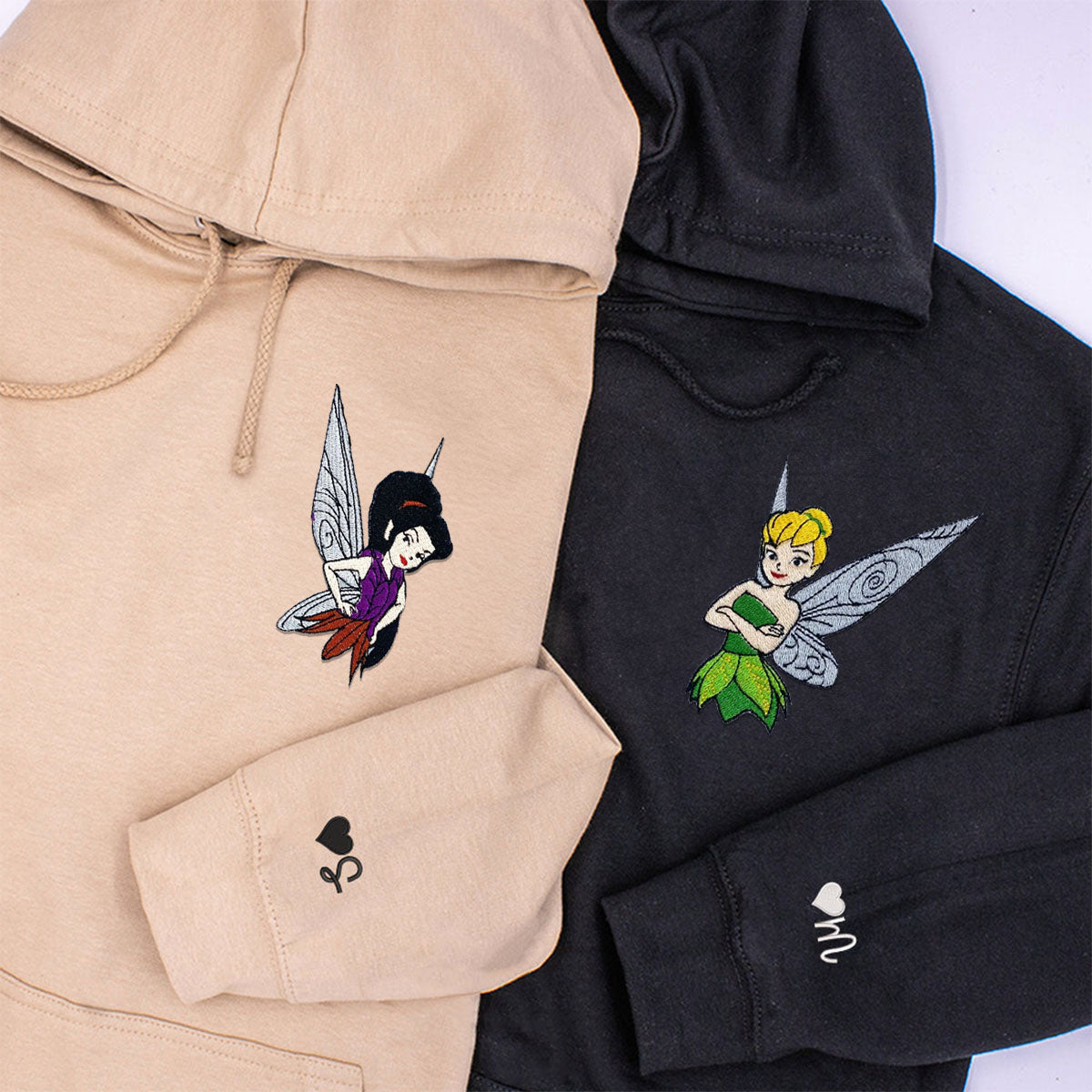 Custom Embroidered Hoodies for Couples, Pretty Fairy Couples Embroidered Hoodie