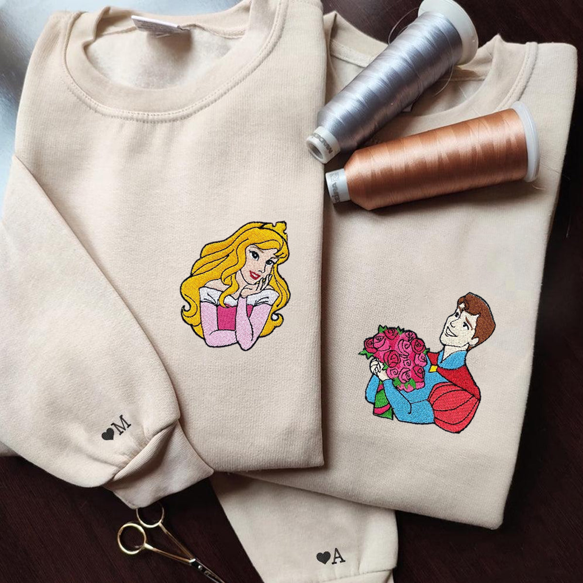 Custom Embroidered Hoodies for Couples, Beauty Princess and Prince Couples Embroidered Hoodie