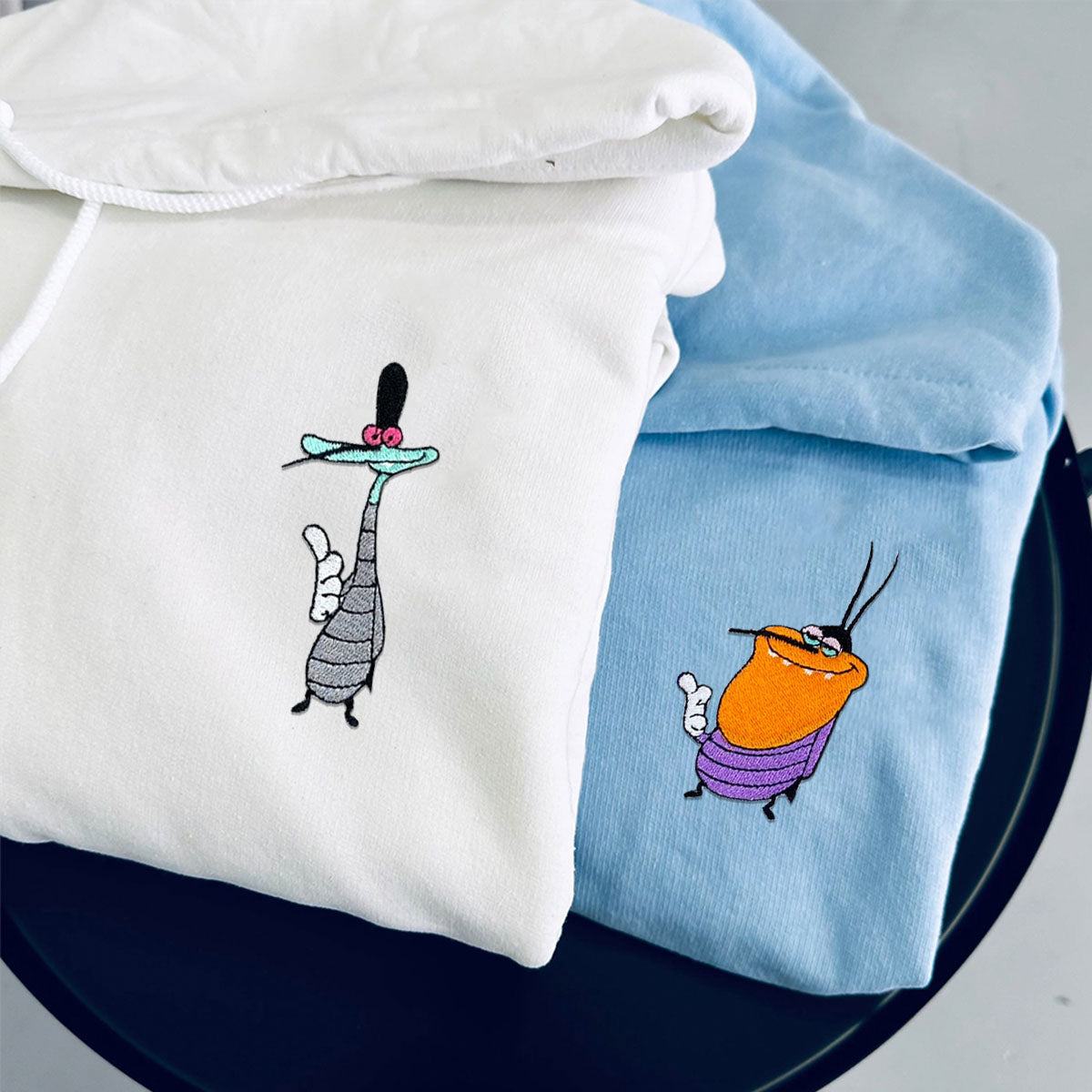 Custom Embroidered Hoodies for Couples, Cute Cockroach Couples Embroidered Hoodie