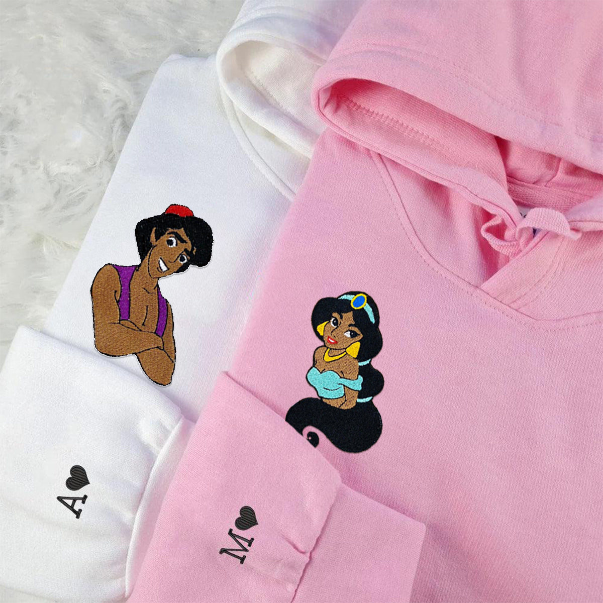 Custom Embroidered Hoodies for Couples, Cute Princess and Prince Couples Embroidered Hoodie