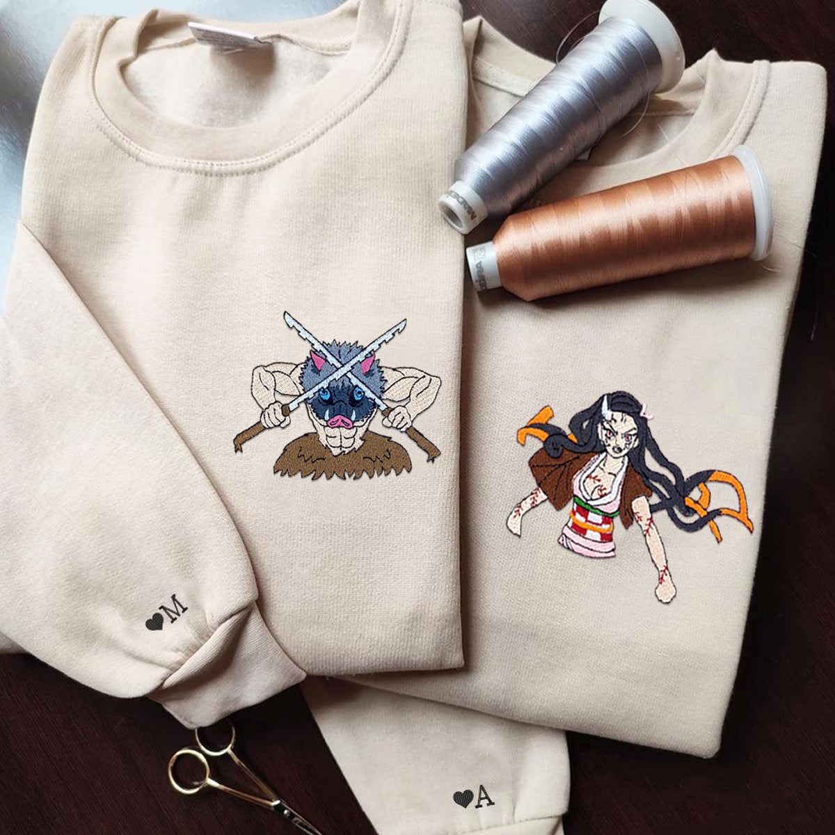 Custom Embroidered Hoodies for Couples, Cutest Anime Character Couples Embroidered Hoodie