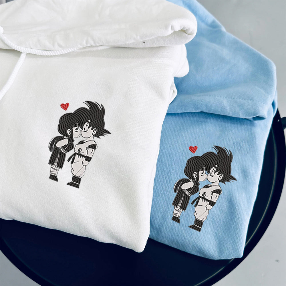 Custom Couple Embroidered Sweatshirts, Cozy Cartoon Hug Lovers Matching Hoodie