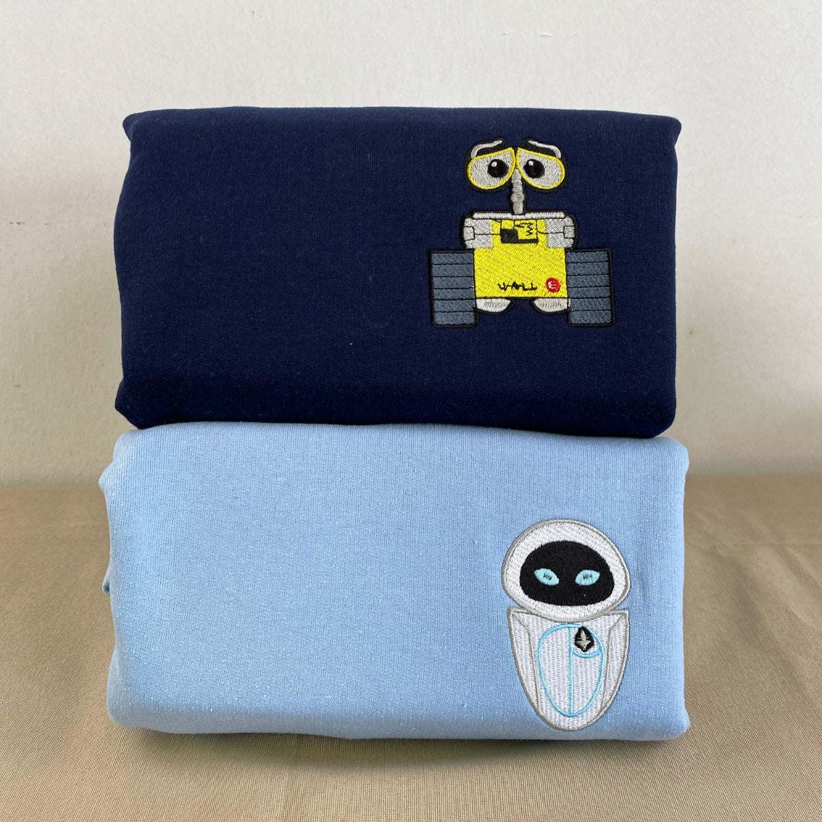 Custom Couple Hoodies, His and Her Matching Robot Lovers Embroidered Sweatshirts