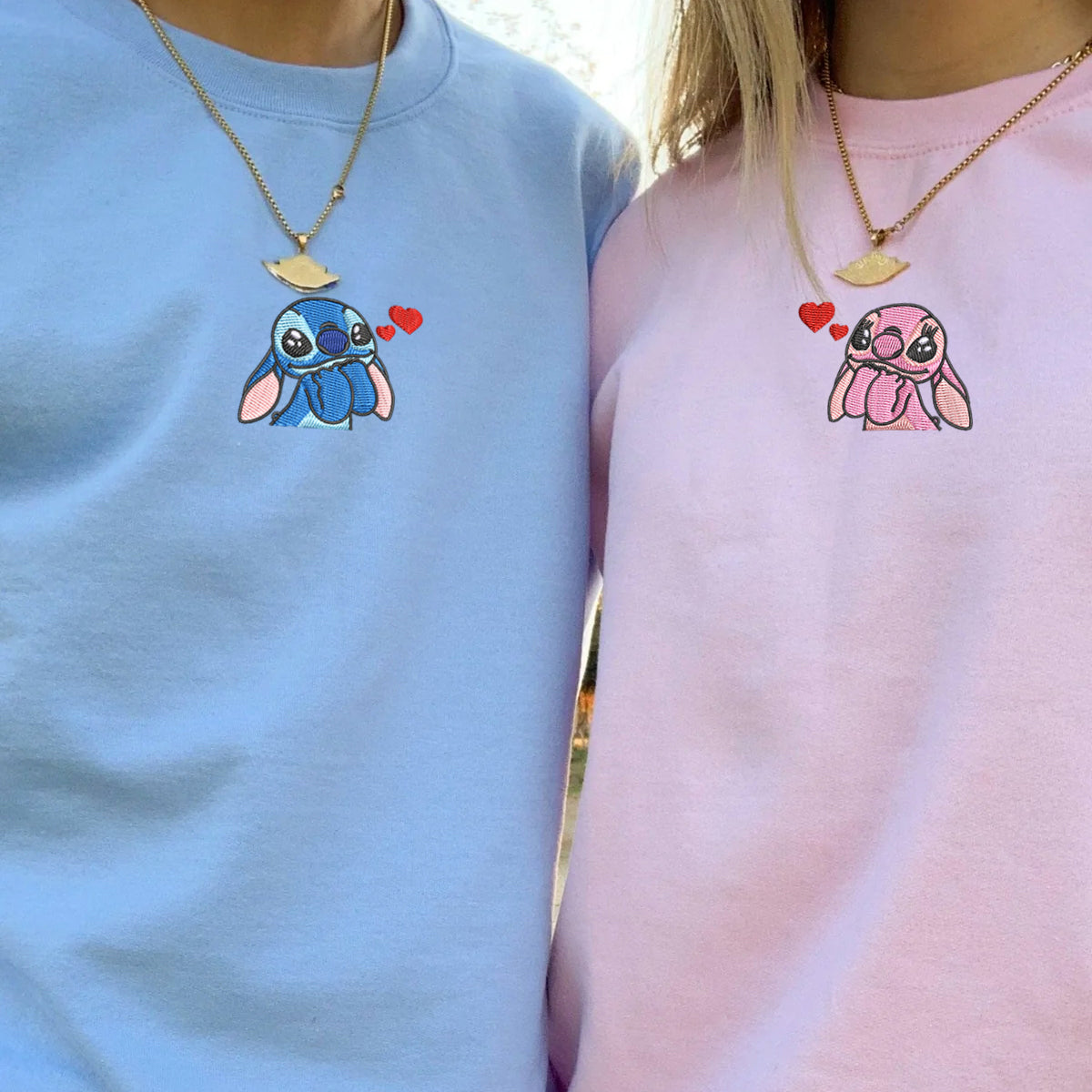 Custom Couples Hoodie, Personalized His & Her Hoodie With Cute Alien Embroidery