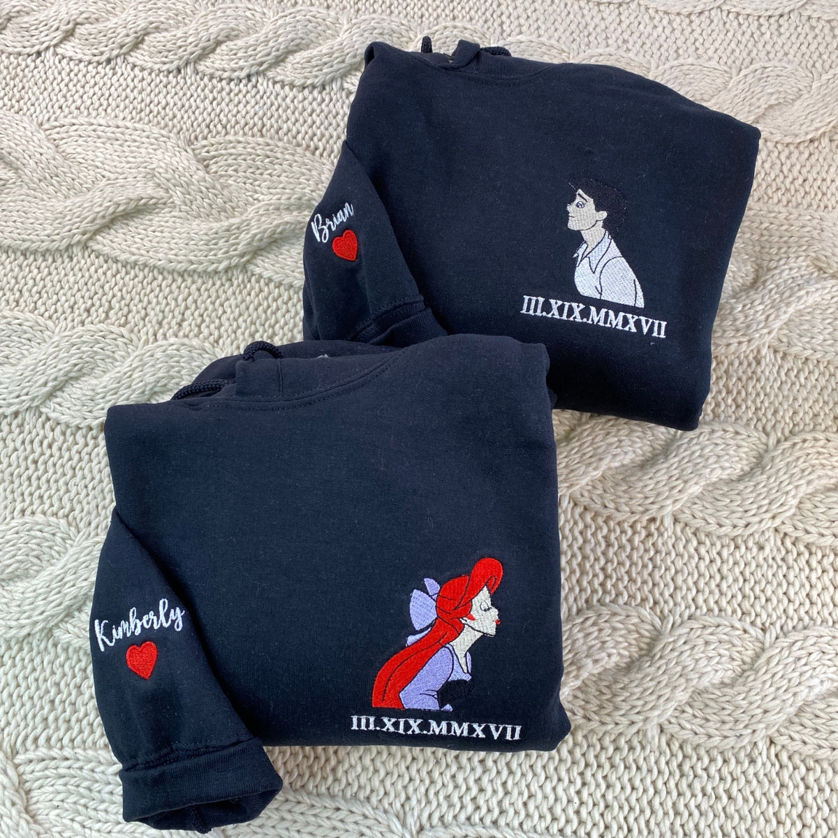 Custom Couples Matching Embroidered Sweatshirt, Prince and Princess Anniversary Roman Numeral Embroidered Sweater, Couple Matching Sweater