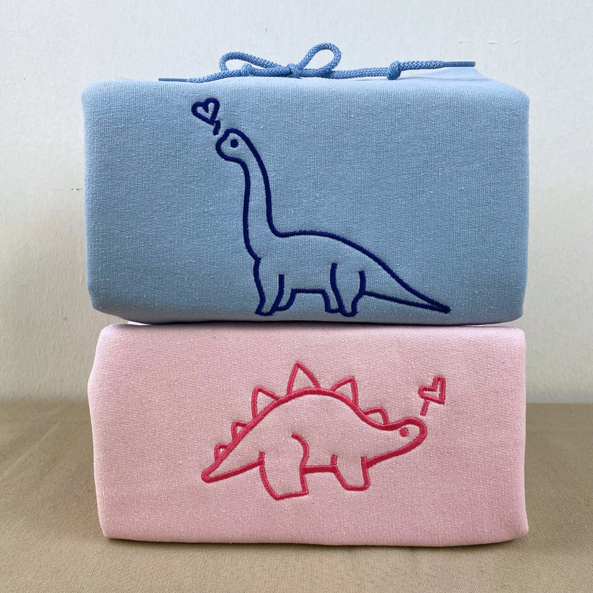 Custom Dinosaurs Embroidered Matching Set Couple Sweatshirt Hoodies